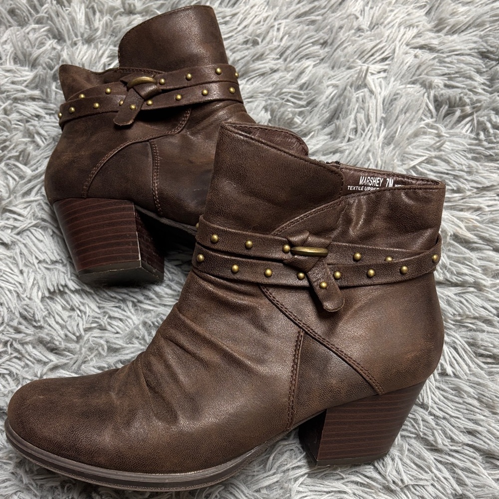 Y2K Brown Studded Ankle Boots